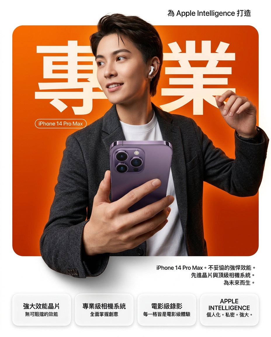 iPhone 14 Pro Max 二手回收價與鏡頭檢測示意圖
