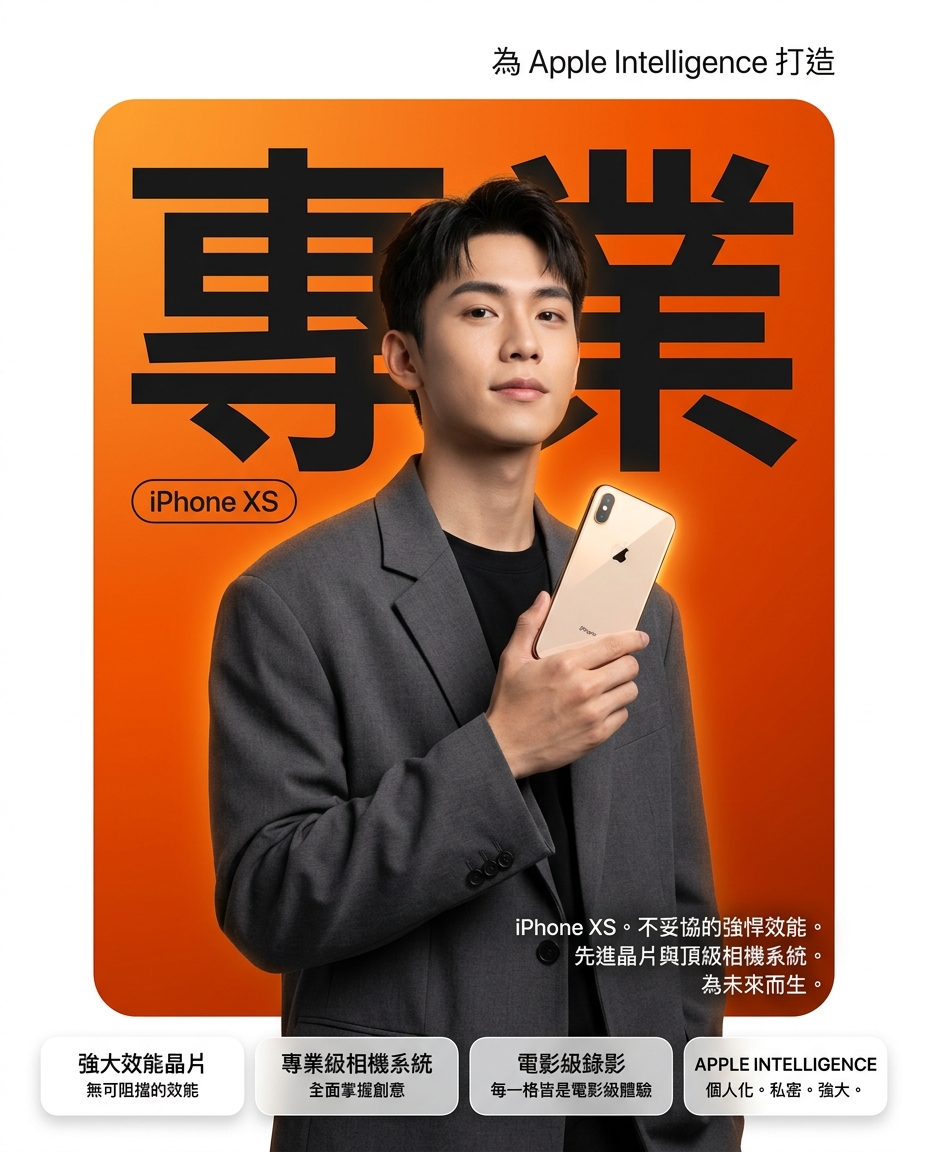 iPhone XS 金色二手回收估價示意圖,展示手機背面與價格標籤